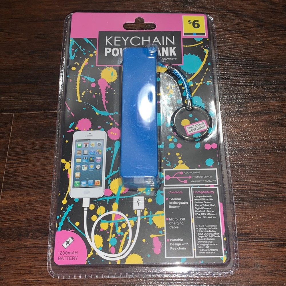 Keychain Power Bank Portable Charger Blue